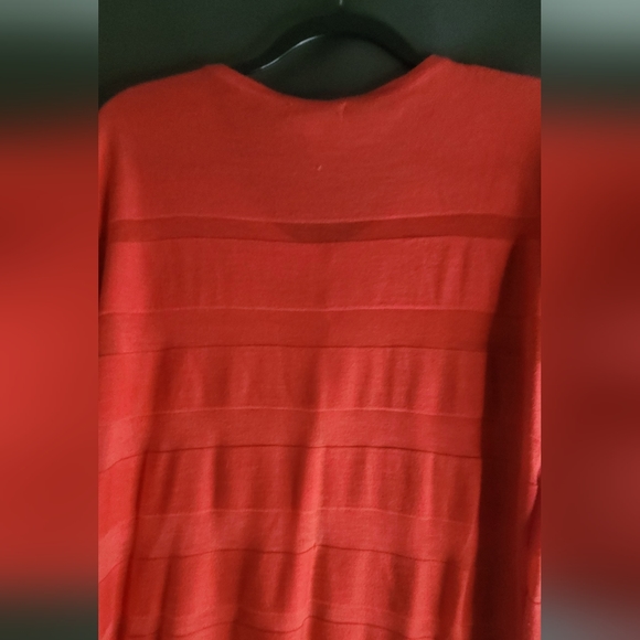 New York & Co women red sweater cardigan size xl ribbed - Picture 3 of 8